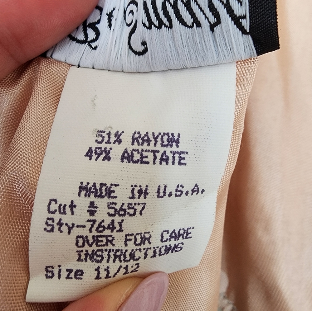 Vintage Be Smart Velvet Jaquard Floral Satin Gown In Champagne Women's M - Picture 12 of 16